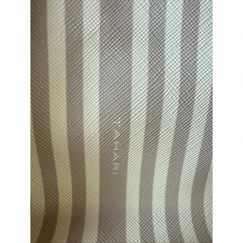 Tahari Tote Bag Women Sand/Gray Striped Bag Magnetic Snap Zip Vegan Leather  NWT